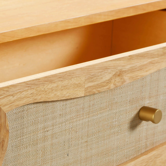 Grappa Natural Wood & Rattan Wavy Dresser - Home And Beyond