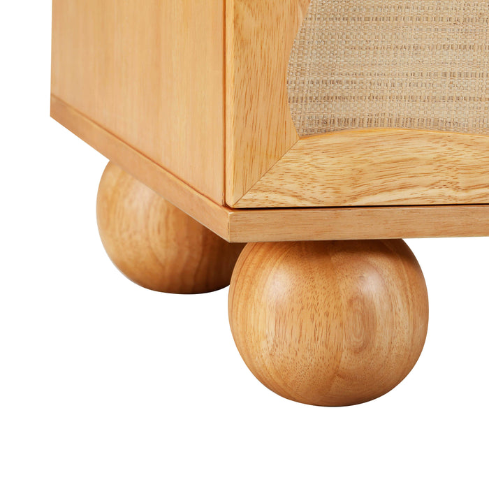 Grappa Natural Wood & Rattan Wavy Dresser - Home And Beyond