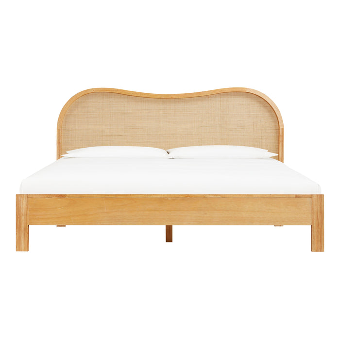 Grappa Natural Wood & Rattan King Bed - Home And Beyond