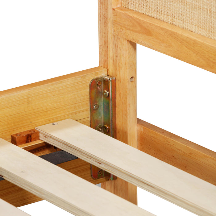 Grappa Natural Wood & Rattan King Bed - Home And Beyond