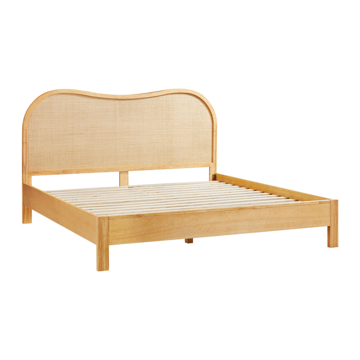 Grappa Natural Wood & Rattan King Bed - Home And Beyond