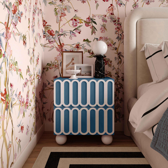 Tori Motif Blue Nightstand - Home And Beyond
