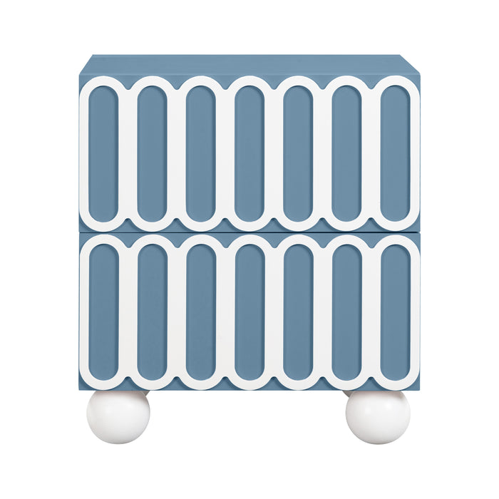 Tori Motif Blue Nightstand - Home And Beyond