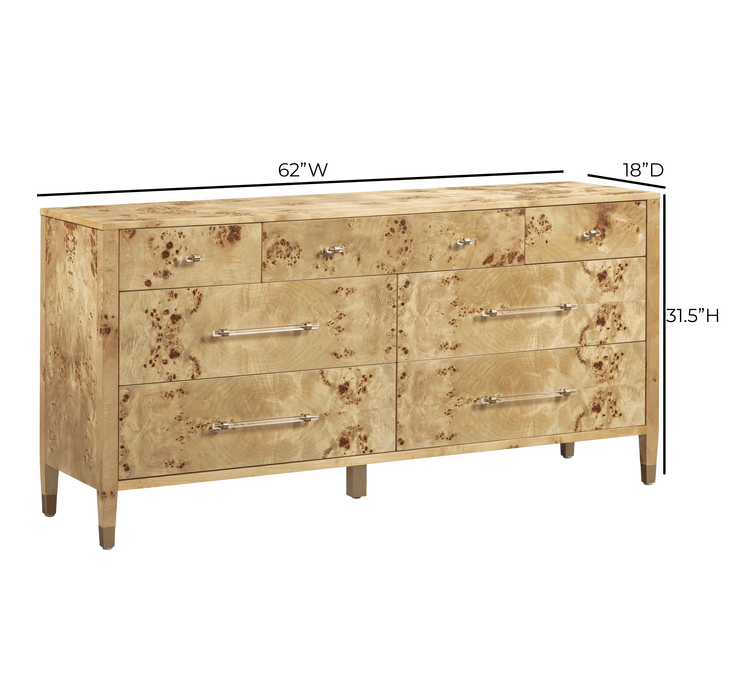Brandyss 62" Burl 7-Drawer Dresser - Home And Beyond