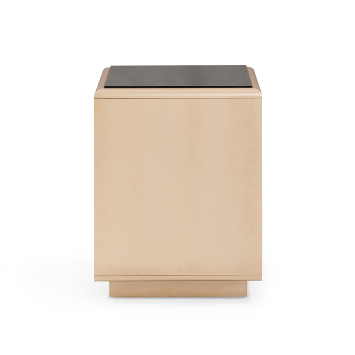 Martha Taupe Mirrored Nightstand - Home And Beyond