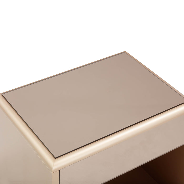Martha Taupe Mirrored Nightstand - Home And Beyond