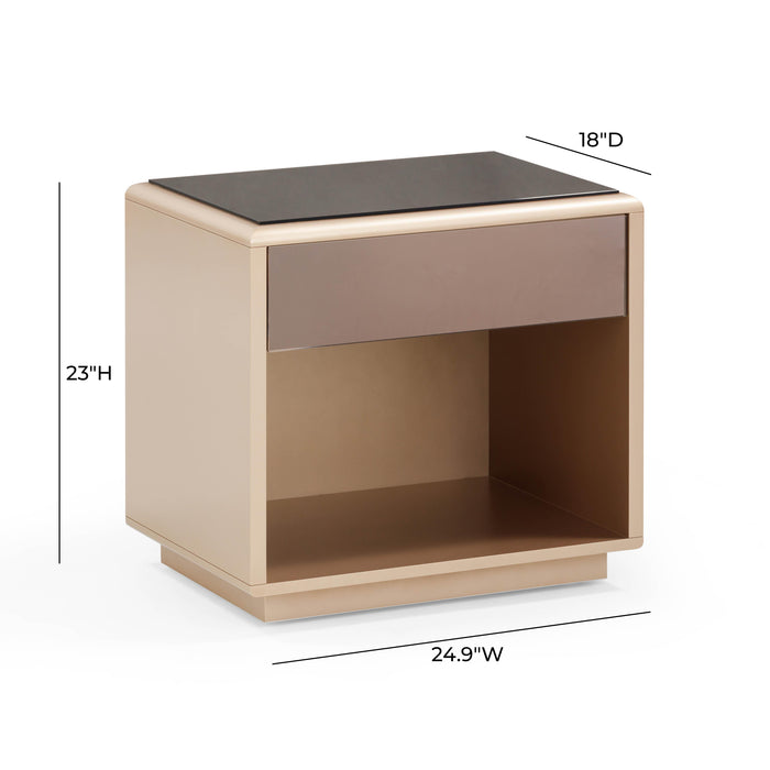 Martha Taupe Mirrored Nightstand - Home And Beyond