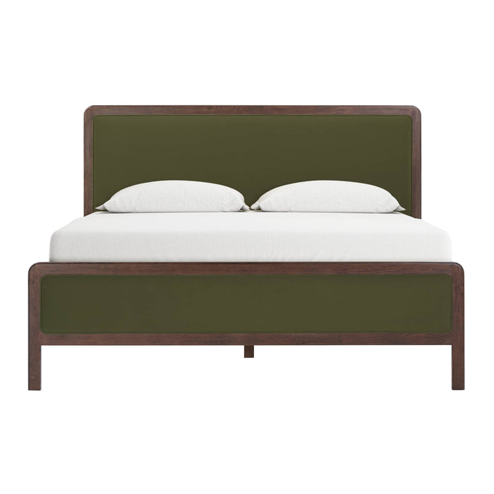 Hella Contract-Grade Velvet and Ash Wood Bed - Home And Beyond