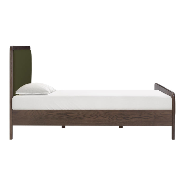 Hella Contract-Grade Velvet and Ash Wood Bed - Home And Beyond