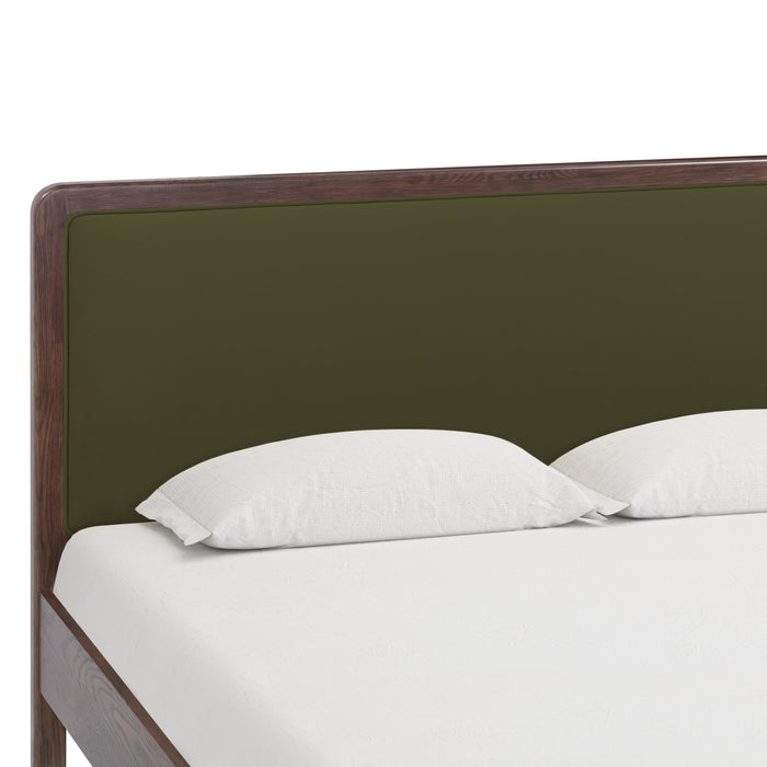 Hella Contract-Grade Velvet and Ash Wood Bed - Home And Beyond