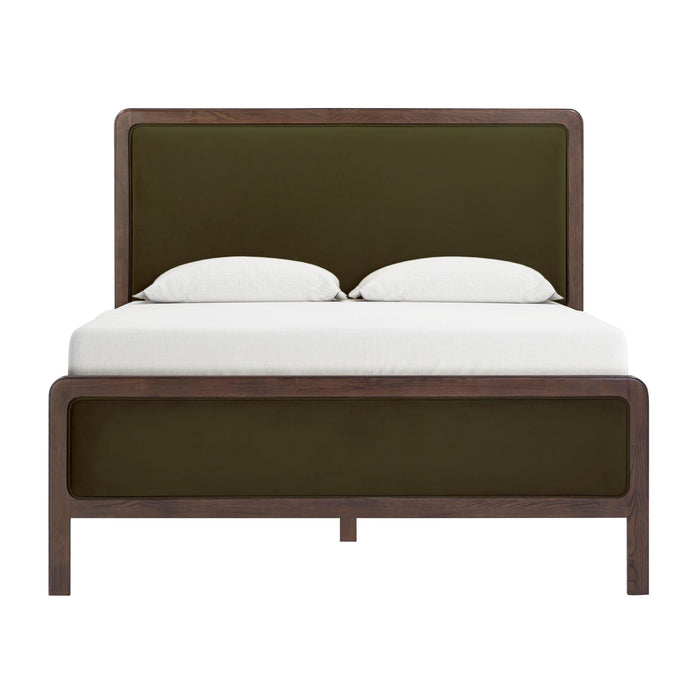 Hella Contract-Grade Velvet and Ash Wood Bed - Home And Beyond