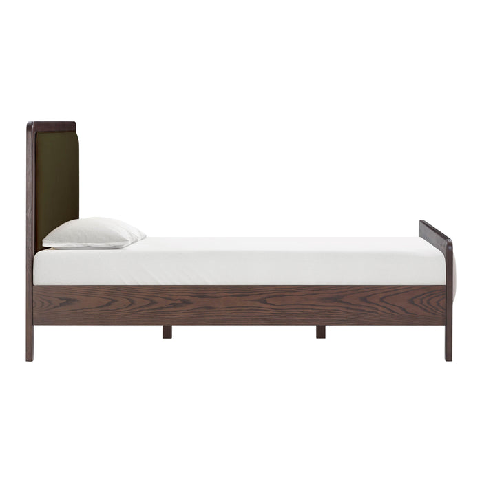 Hella Contract-Grade Velvet and Ash Wood Bed - Home And Beyond