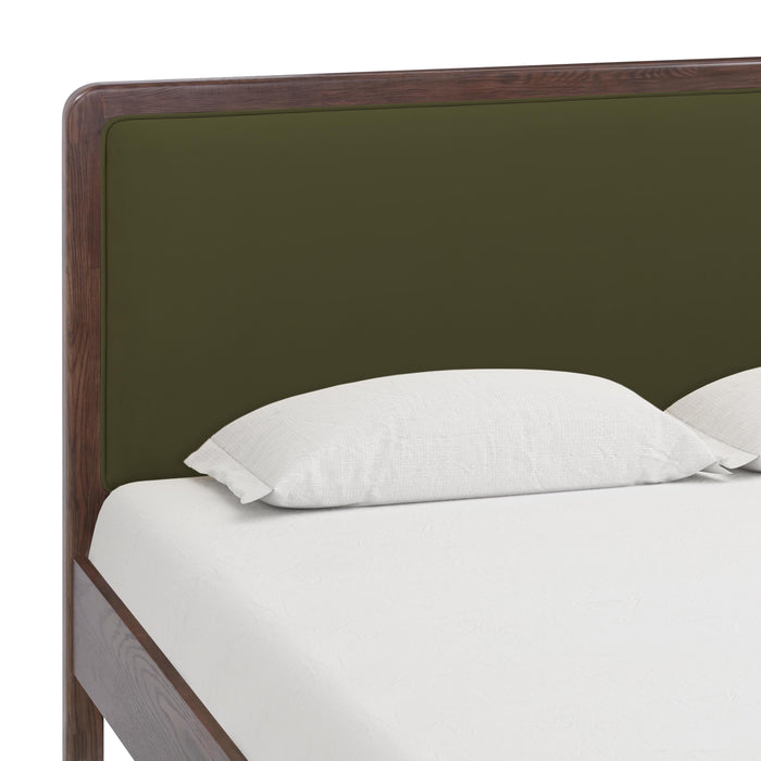 Hella Contract-Grade Velvet and Ash Wood Bed - Home And Beyond