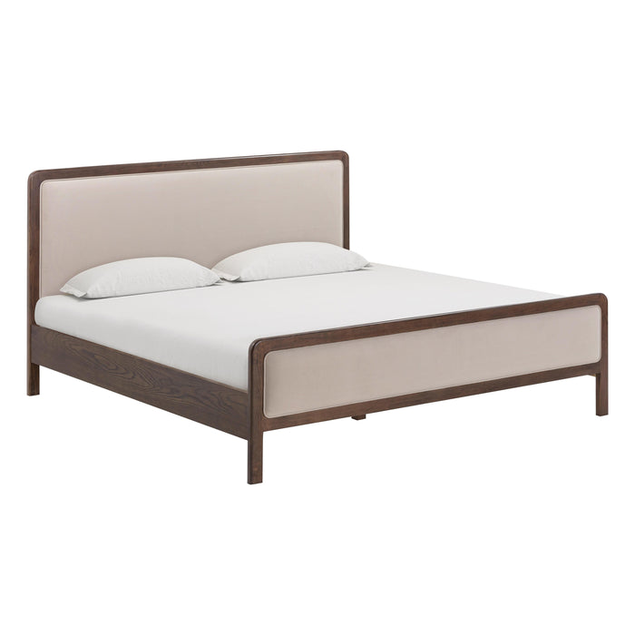 Hella Contract-Grade Velvet and Ash Wood Bed - Home And Beyond