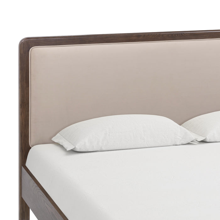 Hella Contract-Grade Velvet and Ash Wood Bed - Home And Beyond