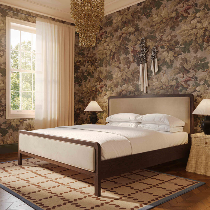 Hella Contract-Grade Velvet and Ash Wood Bed - Home And Beyond