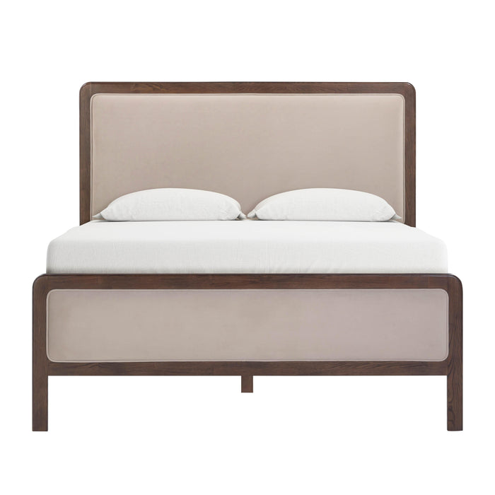 Hella Contract-Grade Velvet and Ash Wood Bed - Home And Beyond