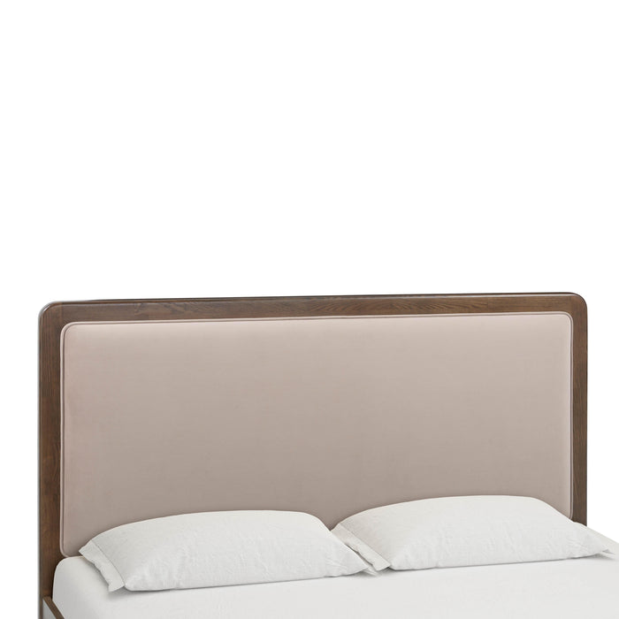 Hella Contract-Grade Velvet and Ash Wood Bed - Home And Beyond