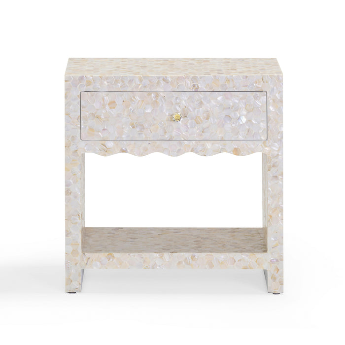 Piara 22" Natural Mother of Pearl Inlaid Nightstand With Drawer - Home And Beyond