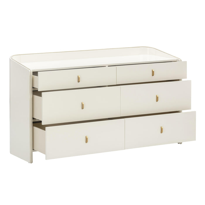 Collins 56" Cream 6-Drawer Dresser - Home And Beyond