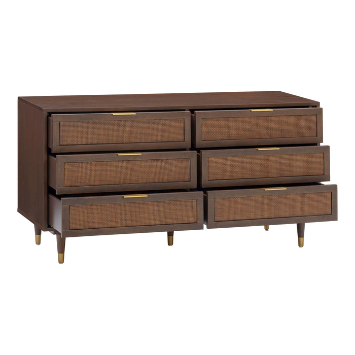 Sierra 60" Cane 6-Drawer Dresser - Home And Beyond