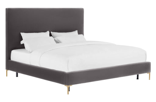 Delilah Grey Velvet Bed in King - Home And Beyond