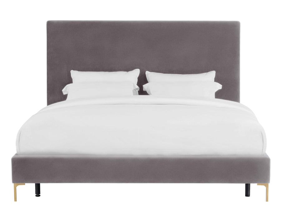 Delilah Grey Velvet Bed in King - Home And Beyond