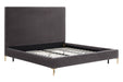 Delilah Grey Velvet Bed in King - Home And Beyond