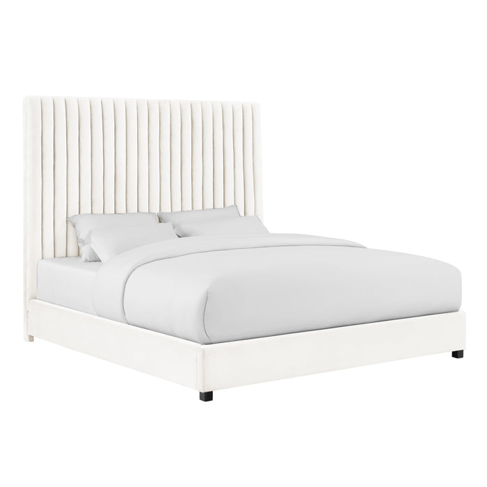 Arabelle White Velvet Bed in UK Super King - Home And Beyond