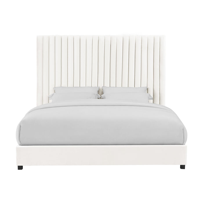 Arabelle White Velvet Bed in UK Super King - Home And Beyond