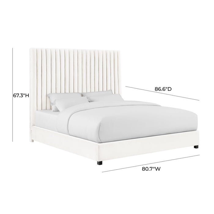Arabelle White Velvet Bed in UK Super King - Home And Beyond