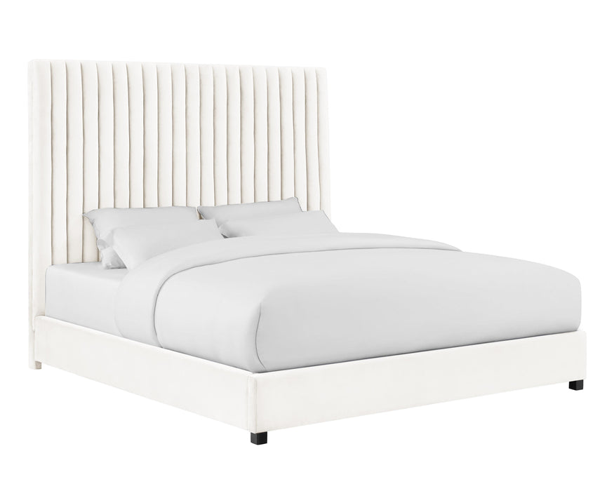 Arabelle White Velvet Bed in UK King - Home And Beyond