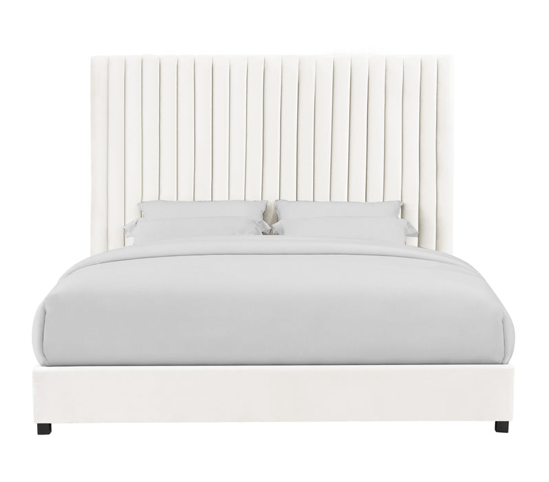 Arabelle White Velvet Bed in UK King - Home And Beyond