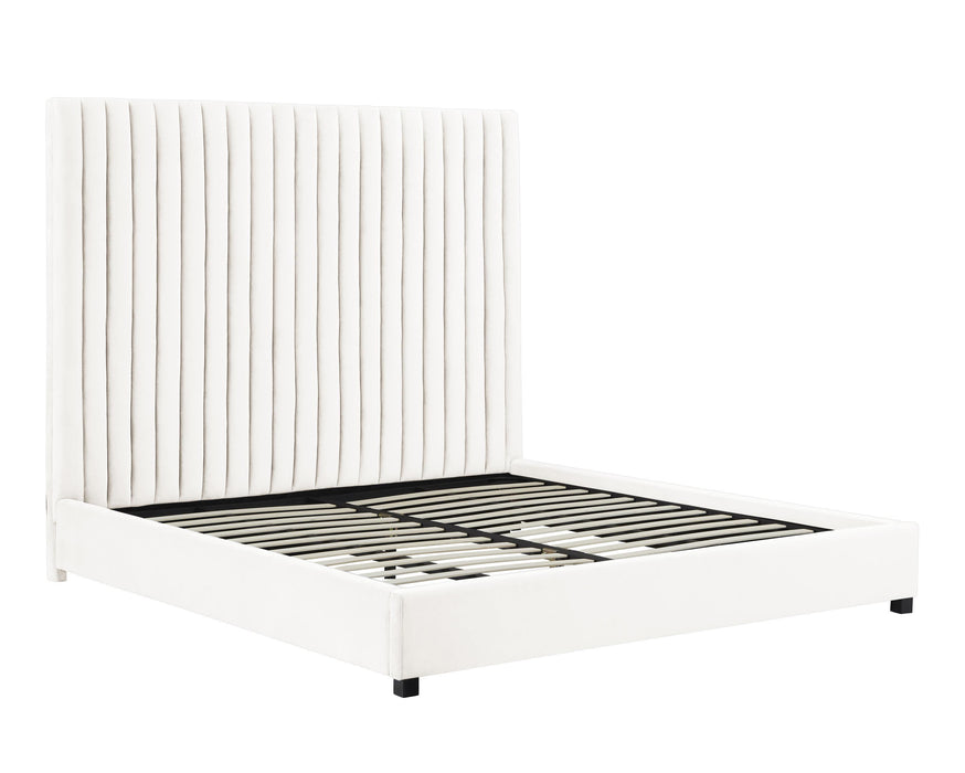 Arabelle White Velvet Bed in UK King - Home And Beyond