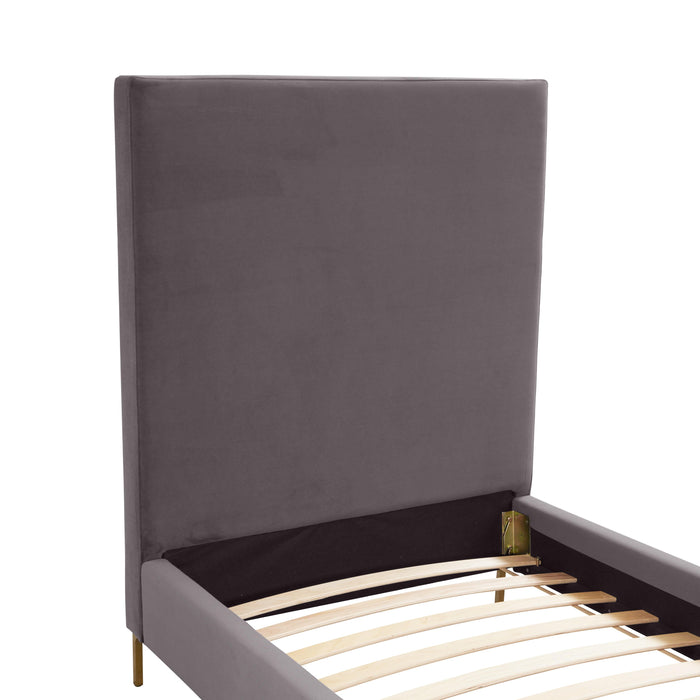 Delilah Grey Velvet Bed in Twin 23 - Home And Beyond