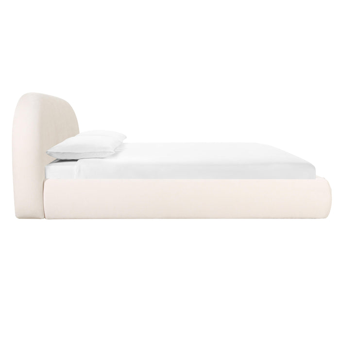 Bara Cream Textured Velvet UK King Bed - Home And Beyond