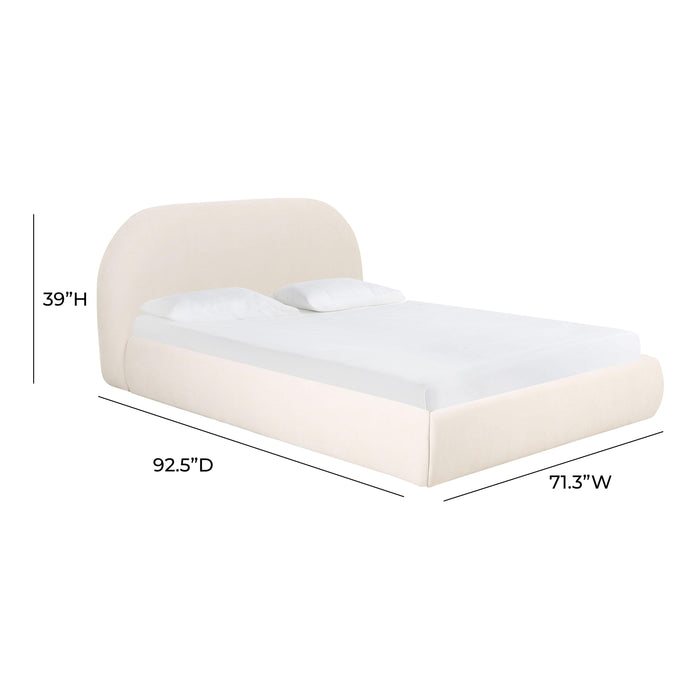 Bara Cream Textured Velvet UK King Bed - Home And Beyond