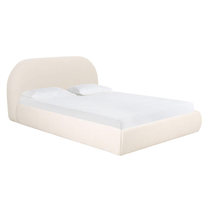 Bara Cream Textured Velvet UK Super King Bed - Home And Beyond