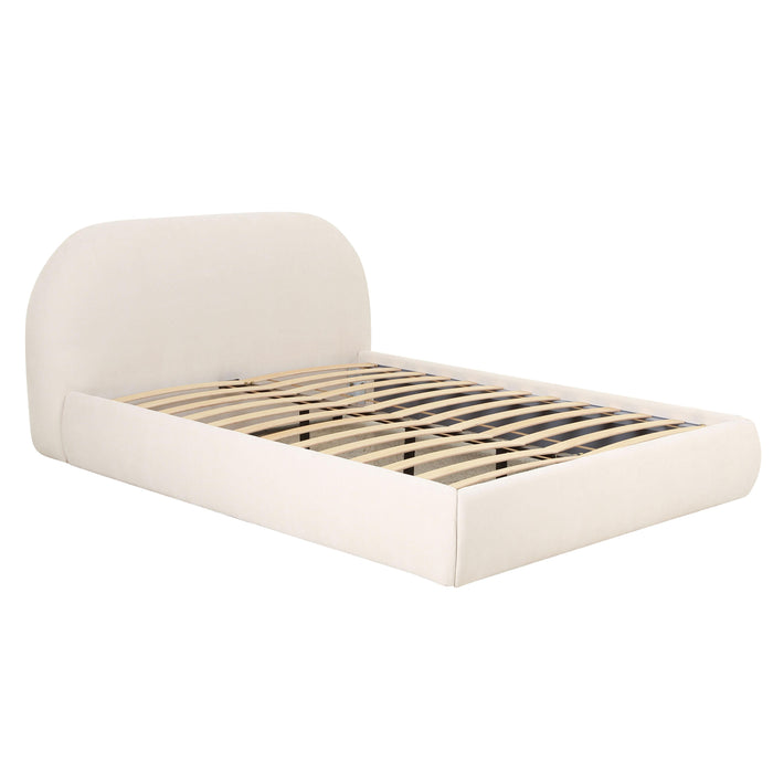 Bara Cream Textured Velvet UK Super King Bed - Home And Beyond
