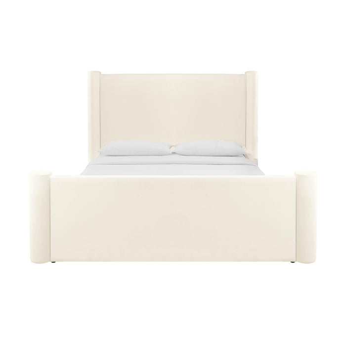 Athara Cream Velvet UK King Bed - Home And Beyond