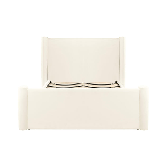 Athara Cream Velvet UK King Bed - Home And Beyond