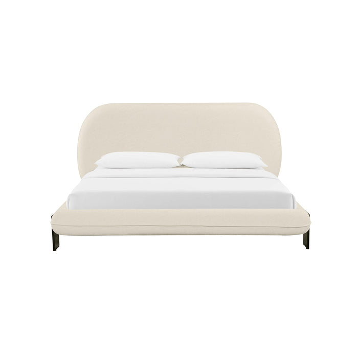 Ophelia Cream Faux Wool UK King Bed - Home And Beyond