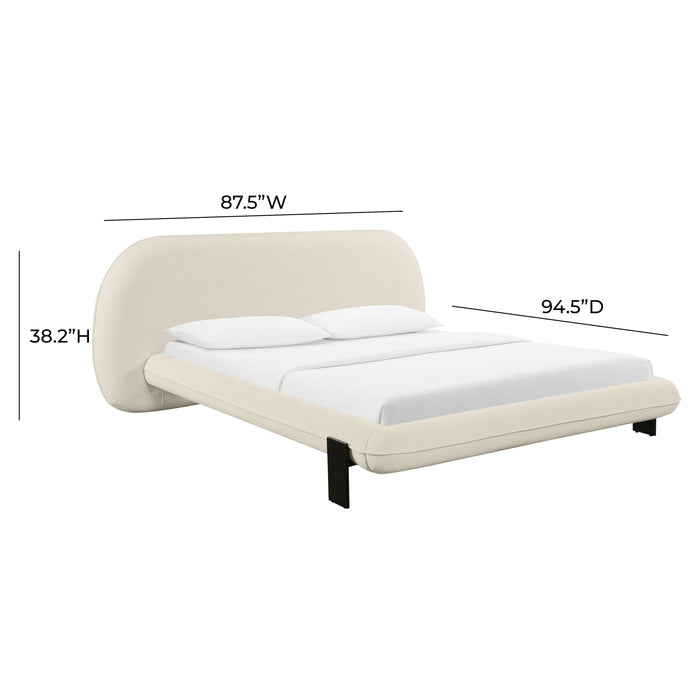 Ophelia Cream Faux Wool UK King Bed - Home And Beyond