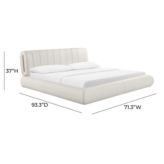 Karol Cream Vegan Leather UK King Bed - Home And Beyond