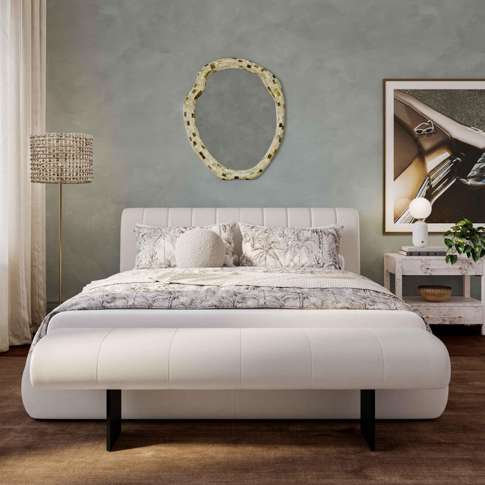 Karol Cream Vegan Leather UK King Bed - Home And Beyond