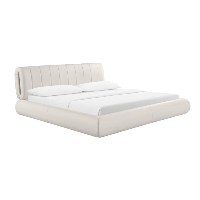 Karol Cream Vegan Leather UK Super King Bed - Home And Beyond