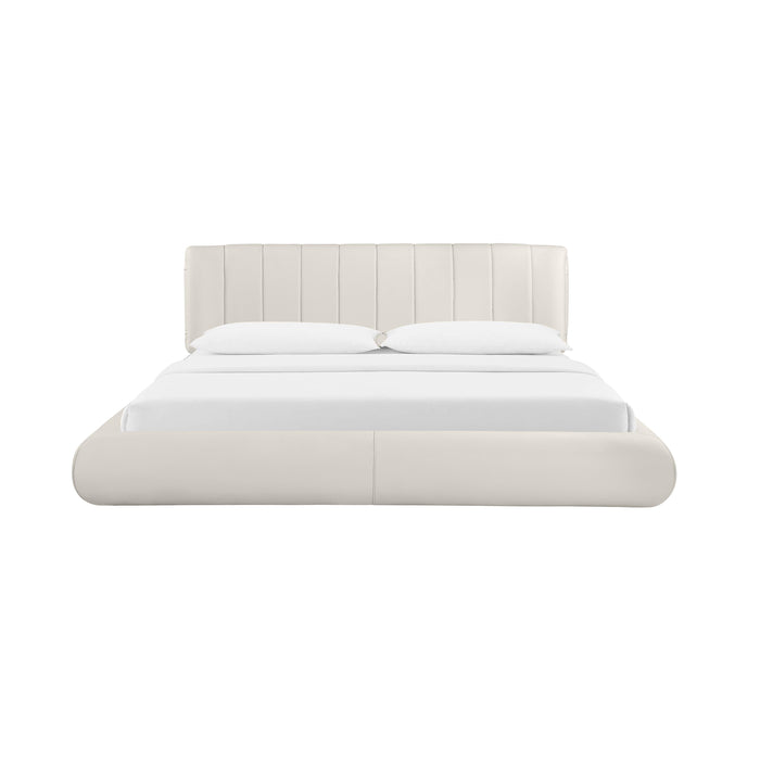 Karol Cream Vegan Leather UK Super King Bed - Home And Beyond