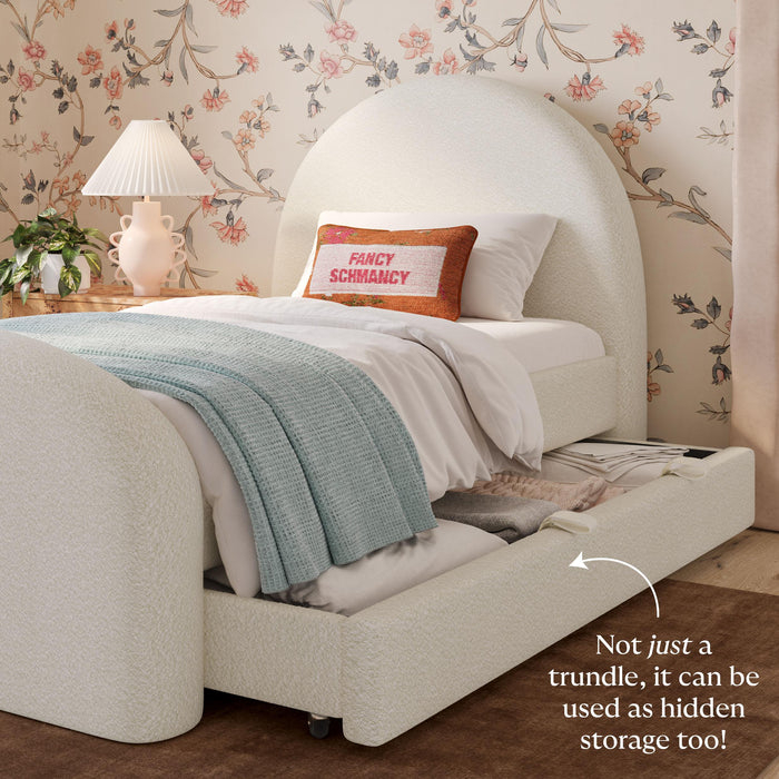 Moon Cream Boucle Twin Trundle Bed - Home And Beyond