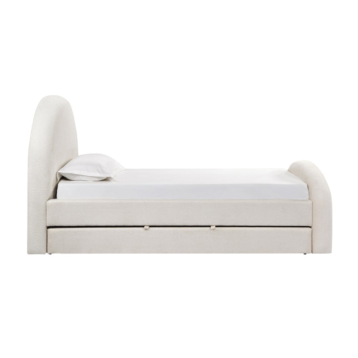 Moon Cream Boucle Twin Trundle Bed - Home And Beyond