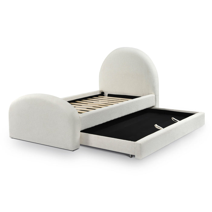 Moon Cream Boucle Twin Trundle Bed - Home And Beyond